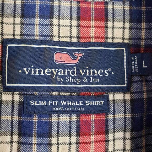 Vineyard Vines Shirt Long Sleeve Slim Red Plaid Button Down Mens Size Large - Picture 7 of 9